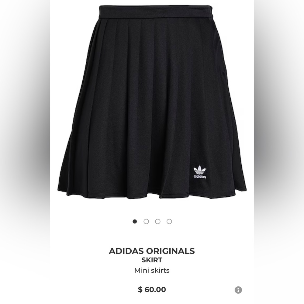 NWT ADIDAS ORIGINALS BLACK PLEATED TENNIS SKIRT - Picture 4 of 7